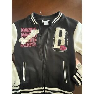 Girls Pink Bonita Black and White Girls Fleece Jacket Size 10/12 New with Tags